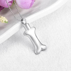 Dog Bone Shaped Cremation Urn Necklace With Rhinestones
