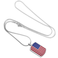 Dog Tag With American Flag Cremation Urn Necklace