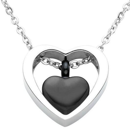 Double Heart Cremation Urn Necklace