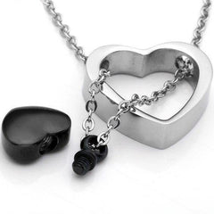 Double Heart Cremation Urn Necklace