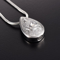 Dove Peace Teardrop Cremation Urn Necklace