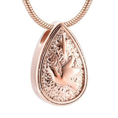 Dove Peace Teardrop Cremation Urn Necklace