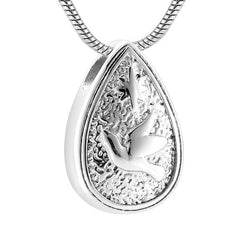 Dove Peace Teardrop Cremation Urn Necklace