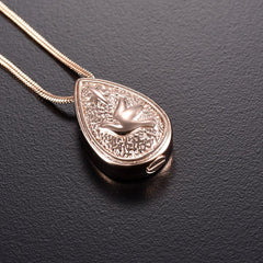 Dove Peace Teardrop Cremation Urn Necklace