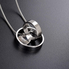 Dual Circle Around Heart Cremation Urn Necklace