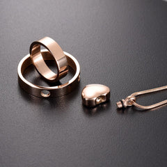 Dual Circle Around Heart Cremation Urn Necklace