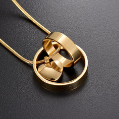 Dual Circle Around Heart Cremation Urn Necklace