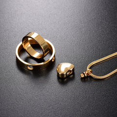 Dual Circle Around Heart Cremation Urn Necklace