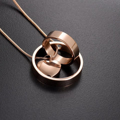 Dual Circle Around Heart Cremation Urn Necklace
