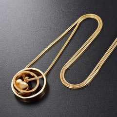 Dual Circle Around Heart Cremation Urn Necklace