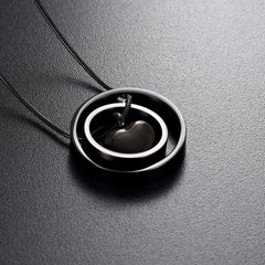 Dual Circle Around Heart Cremation Urn Necklace