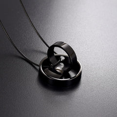 Dual Circle Around Heart Cremation Urn Necklace