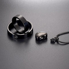 Dual Circle Around Heart Cremation Urn Necklace