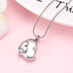 Dual Heart Shaped Cremation Urn Necklace
