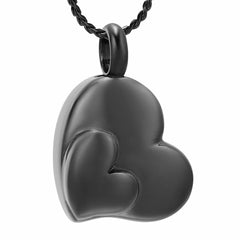 Dual Heart Shaped Cremation Urn Necklace