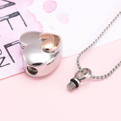 Dual Heart Shaped Cremation Urn Necklace