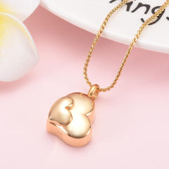 Dual Heart Shaped Cremation Urn Necklace