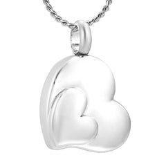 Dual Heart Shaped Cremation Urn Necklace