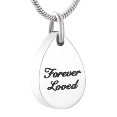 "Forever Loved" Teardrop Cremation Urn Necklace