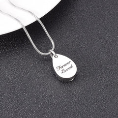 "Forever Loved" Teardrop Cremation Urn Necklace