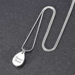 "Forever Loved" Teardrop Cremation Urn Necklace