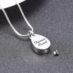 "Forever Loved" Teardrop Cremation Urn Necklace