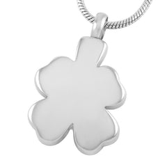Four Leaf Clover Cremation Urn Necklace With Rhinestones