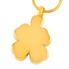 Four Leaf Clover Cremation Urn Necklace With Rhinestones
