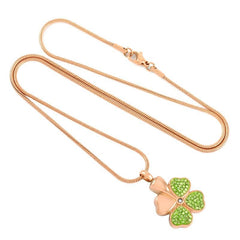 Four Leaf Clover Cremation Urn Necklace With Rhinestones