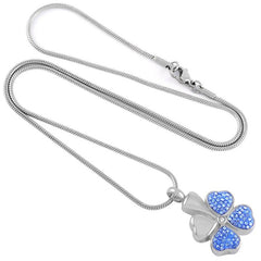 Four Leaf Clover Cremation Urn Necklace With Rhinestones