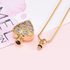 Gold Heart Shaped Cremation Urn Necklace With Silver Hearts