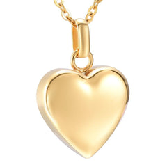 Gold/Silver Highly Polished Heart Cremation Urn Necklace
