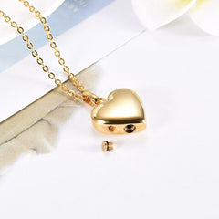 Gold/Silver Highly Polished Heart Cremation Urn Necklace
