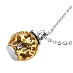 Golden Butterfly Flower Lantern Cremation Urn Necklace