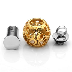 Golden Butterfly Flower Lantern Cremation Urn Necklace