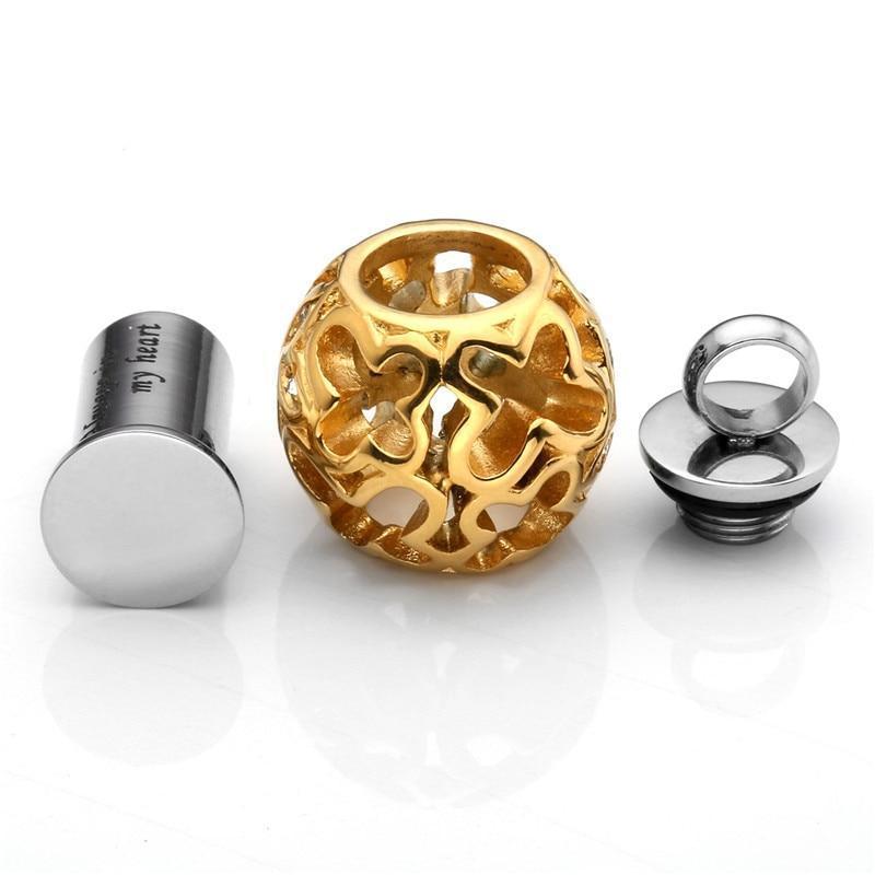 Golden Butterfly Flower Lantern Cremation Urn Necklace