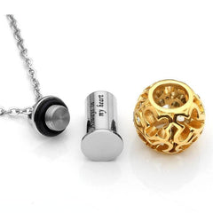 Golden Butterfly Flower Lantern Cremation Urn Necklace