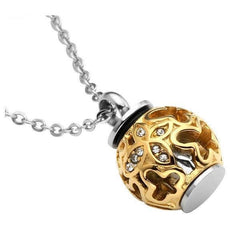 Golden Butterfly Flower Lantern Cremation Urn Necklace