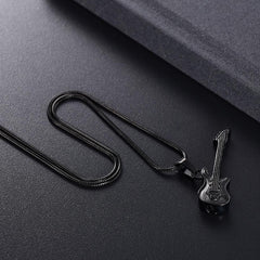 Electric Guitar Cremation Urn Necklace