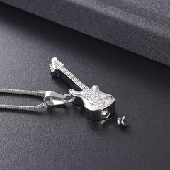 Electric Guitar Cremation Urn Necklace