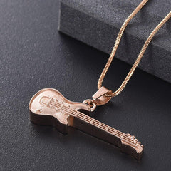 Electric Guitar Cremation Urn Necklace
