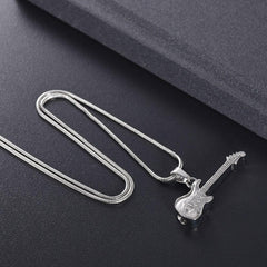 Electric Guitar Cremation Urn Necklace