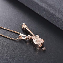 Electric Guitar Cremation Urn Necklace