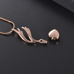 Heart & Angel Wing Cremation Urn Necklace