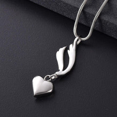 Heart & Angel Wing Cremation Urn Necklace