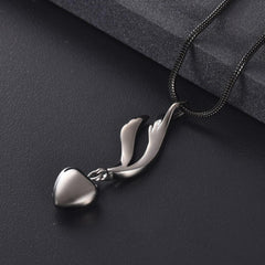 Heart & Angel Wing Cremation Urn Necklace