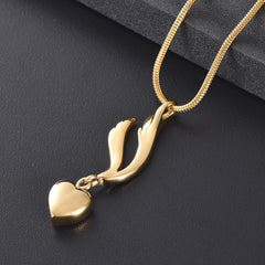 Heart & Angel Wing Cremation Urn Necklace