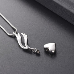 Heart & Angel Wing Cremation Urn Necklace