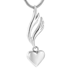 Heart & Angel Wing Cremation Urn Necklace