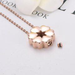 Heart Flower Cremation Urn Necklace